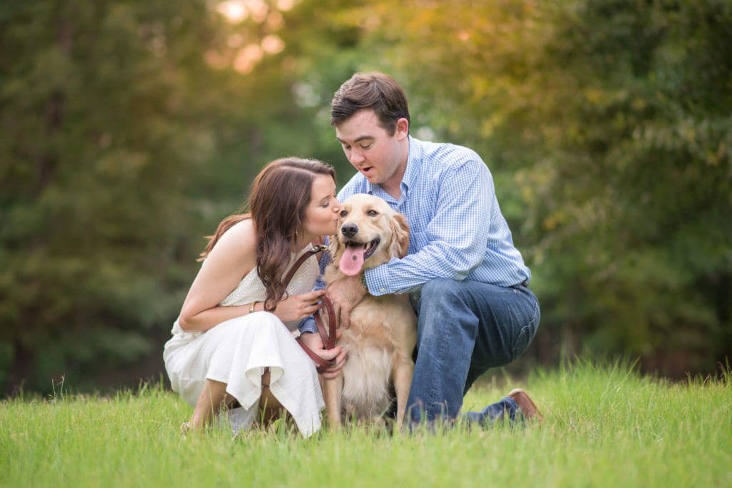 Couple considering the dog when discussing a prenup
