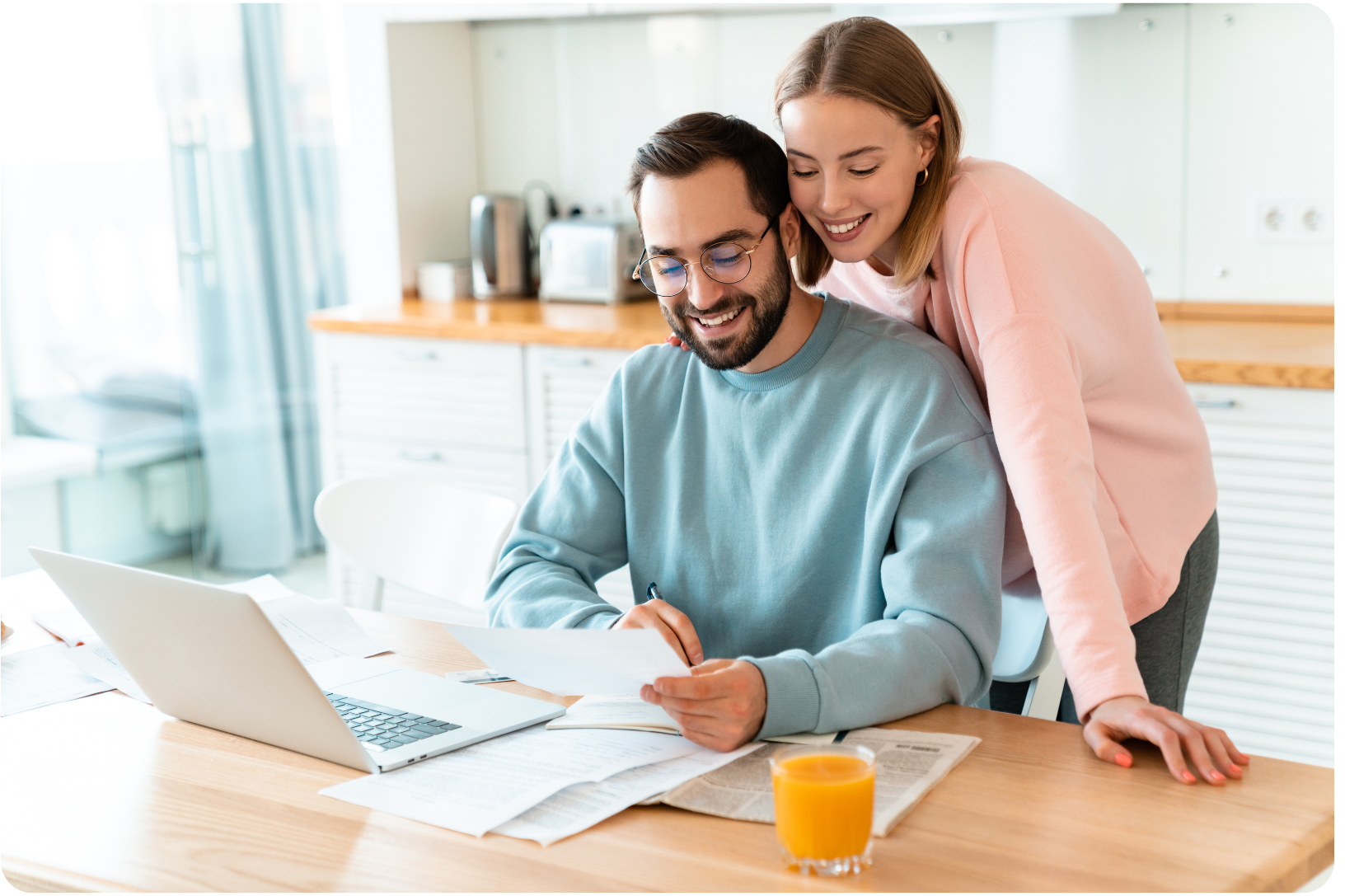 Couple collaborating on their prenup